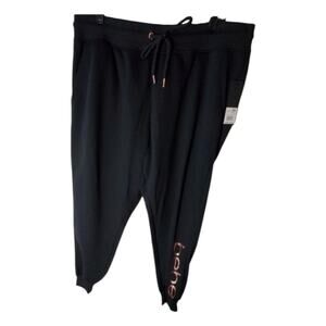 Bebe rose‎ gold logo Black sweat athletic joggers plus size 2X New